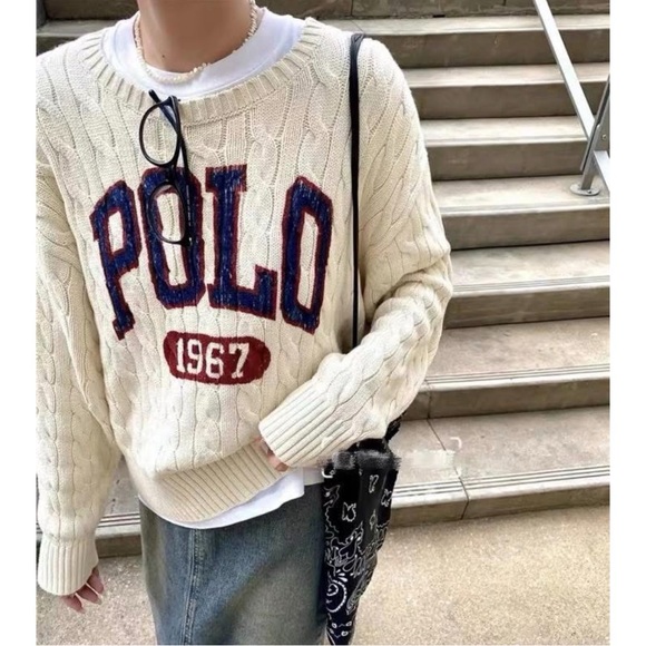 Polo Ralph Lauren Sweaters - Polo Ralph Lauren Polo Logo Cable Knit Cotton Pullover Sweater